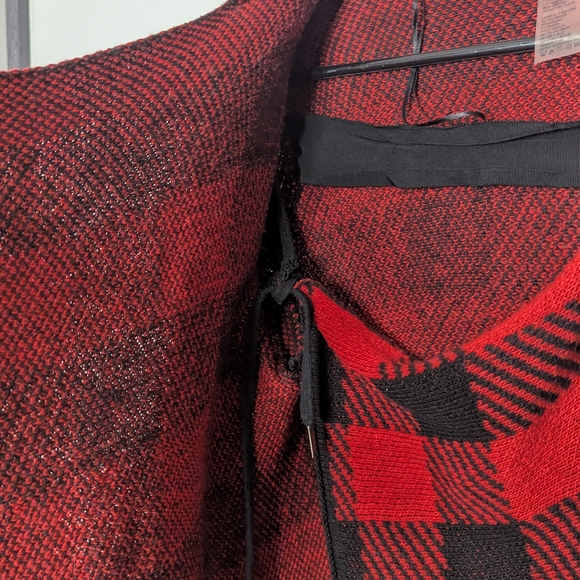 Dex Red & Black Plaid Draped Cardigan Jacket | Size Small - Picture 5 of 7